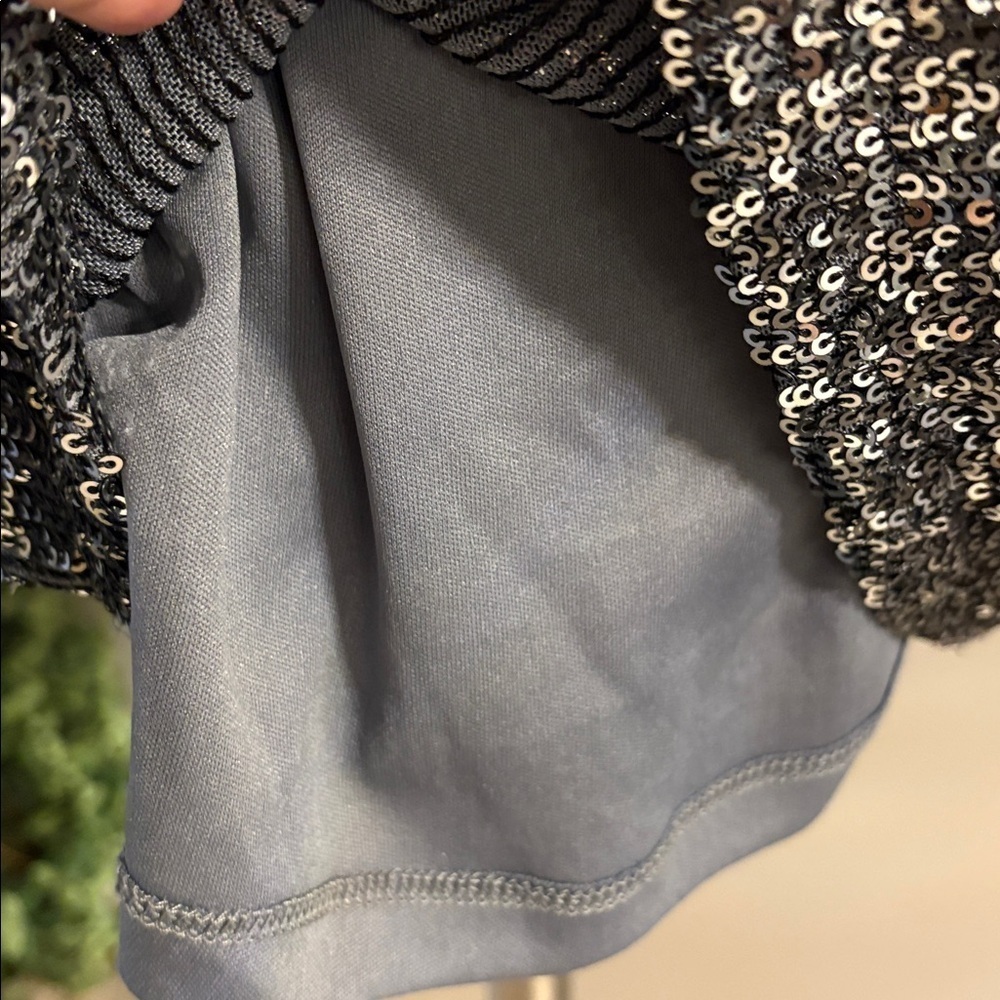 Silver Sequin Halter tank Top stretchy Cable & Gauge holiday evening formal med - Picture 5 of 11